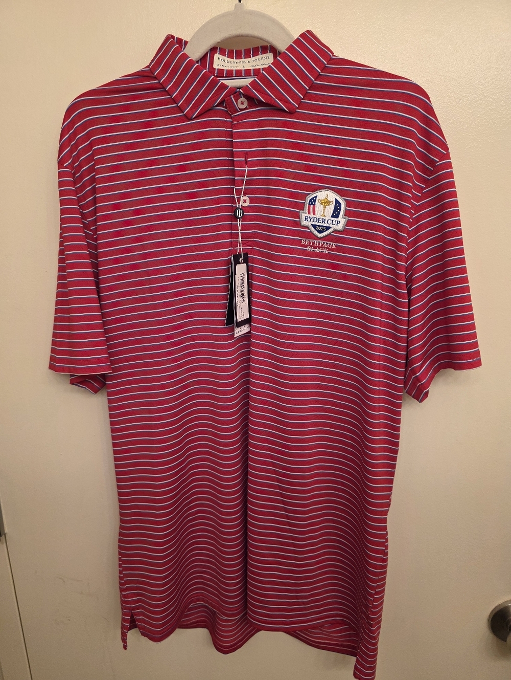 Holderness & Bourne Airation Mens 2025 Ryder Cup Bethpage Black Performance Polo